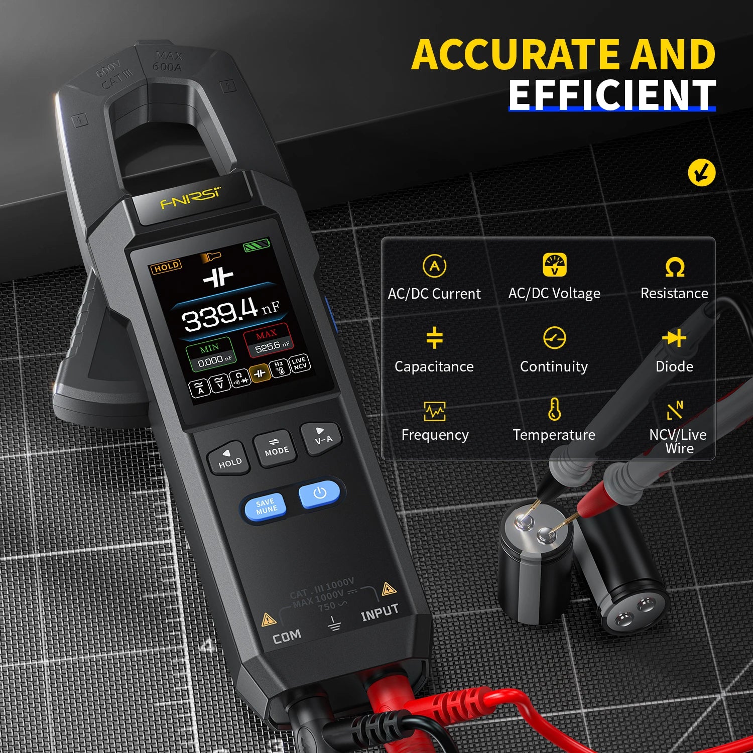 DMC-100 10000 Counts Clamp Meter AC DC Current Digital Multimeter