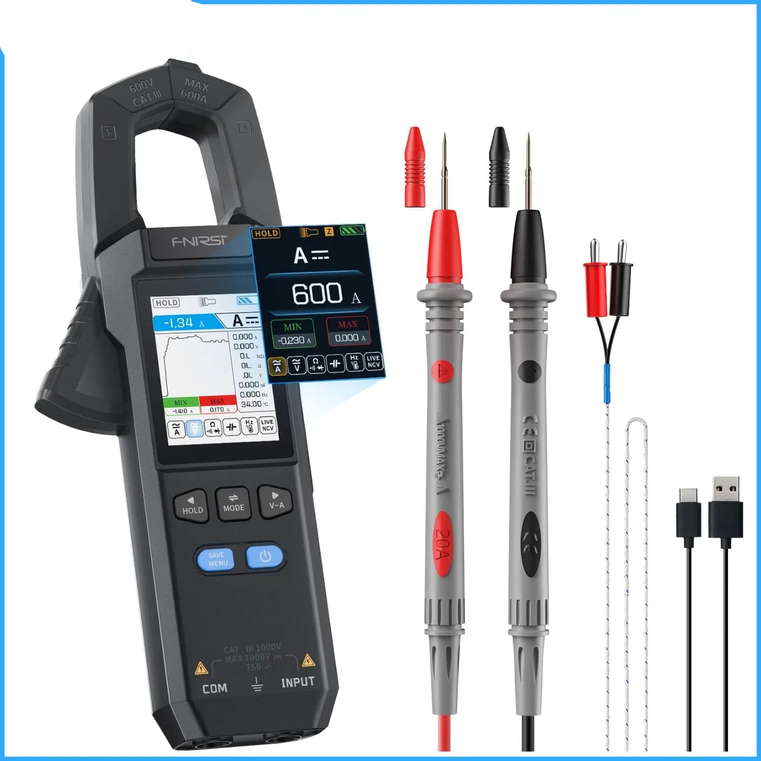 DMC-100 10000 Counts Clamp Meter AC DC Current Digital Multimeter